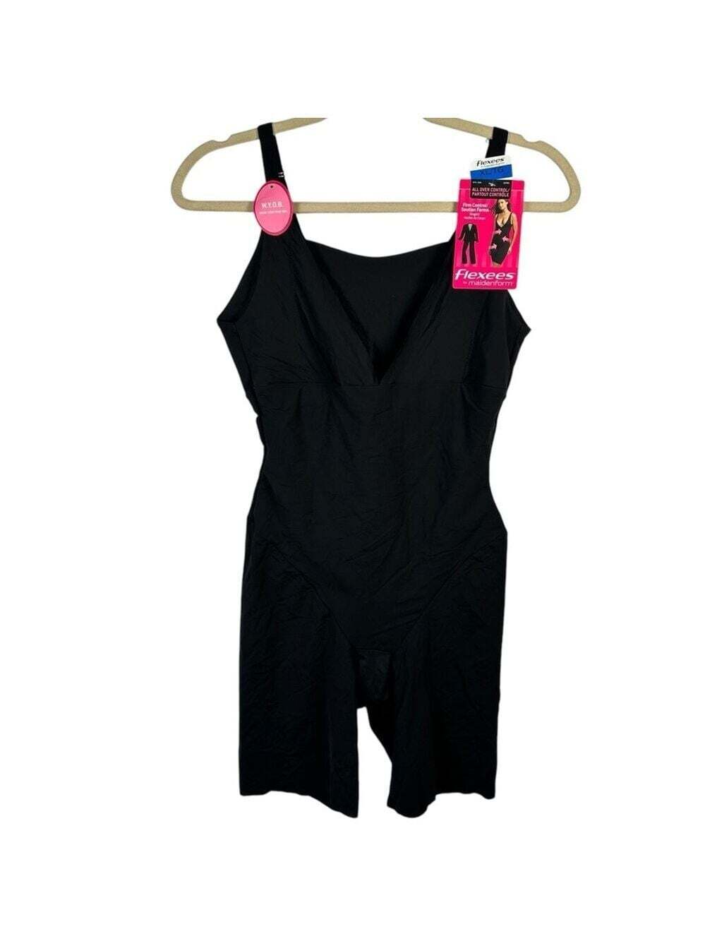 NWT Maidenform Flexees Control Bodysuit Black XL Shapewear Core Wardrobe